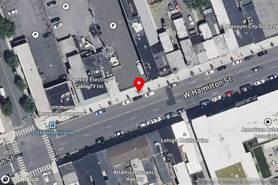 Satellite view of the building at 1041 West Hamilton Street, Allentown